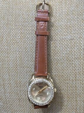 Black Hills Gold Watch Genuine Brown Leather Band Running
